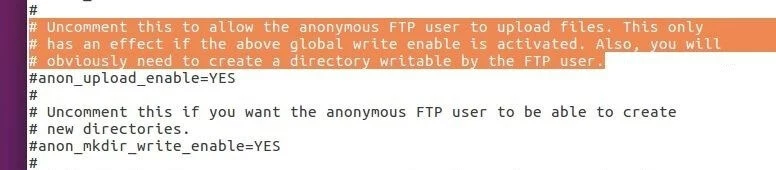 Extrait du fichier de configuration vsftpd Extrait du fichier de configuration vsftpd