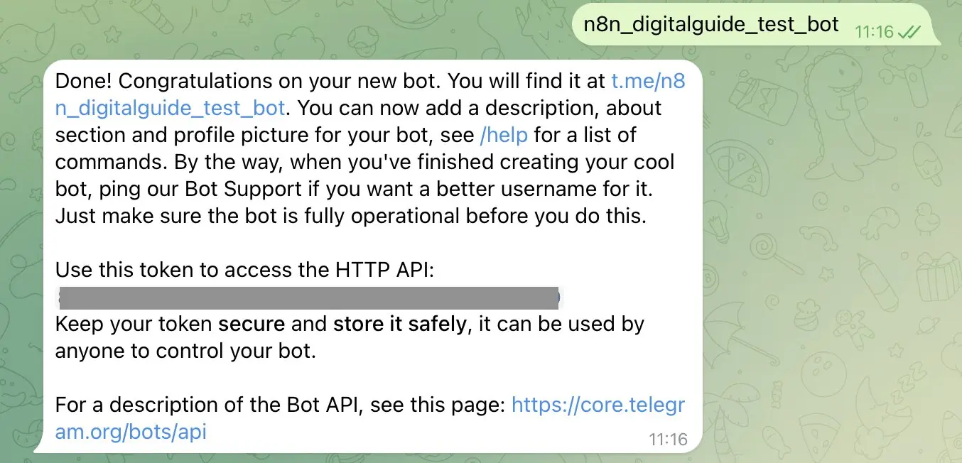 Image: Telegram BotFather : jeton