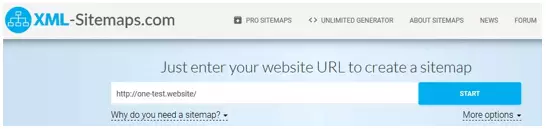 Image: XML-sitemaps.com : champ d’adresse du générateur de sitemap XML