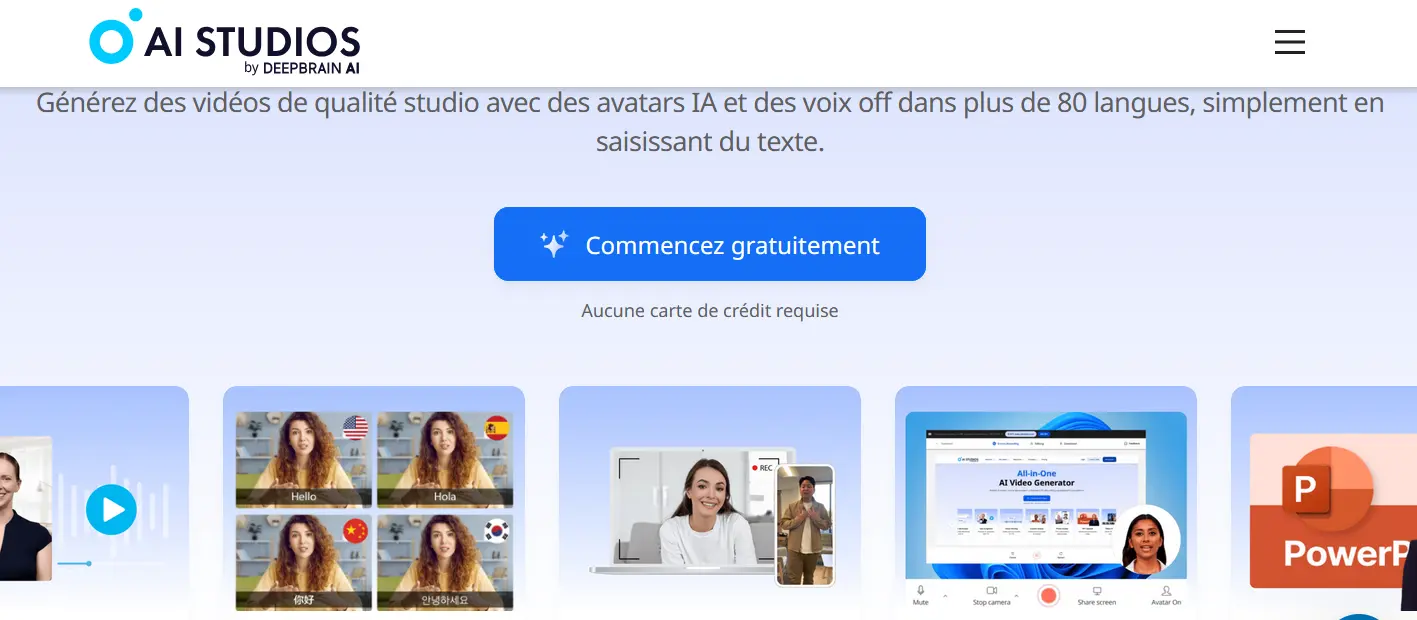 Capture d’écran du site Deepbrain AI Image: Capture d’écran du site Deepbrain AI