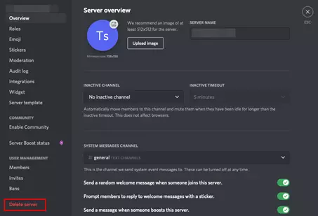Image: Paramètres du serveur Discord