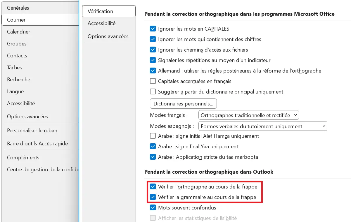 Image: Contrôle des documents dans Outlook