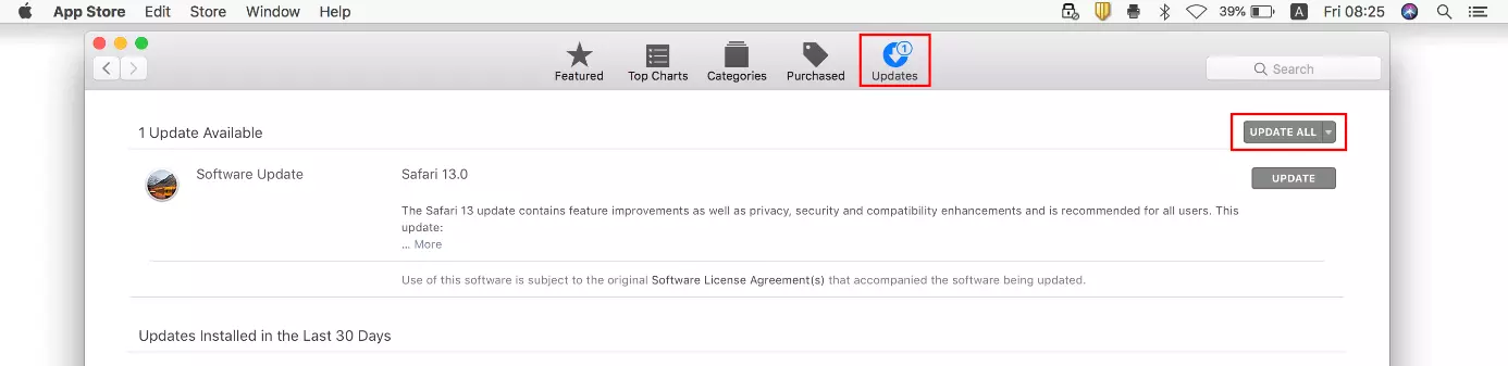Image: App Store dans macOS : mises à jour
