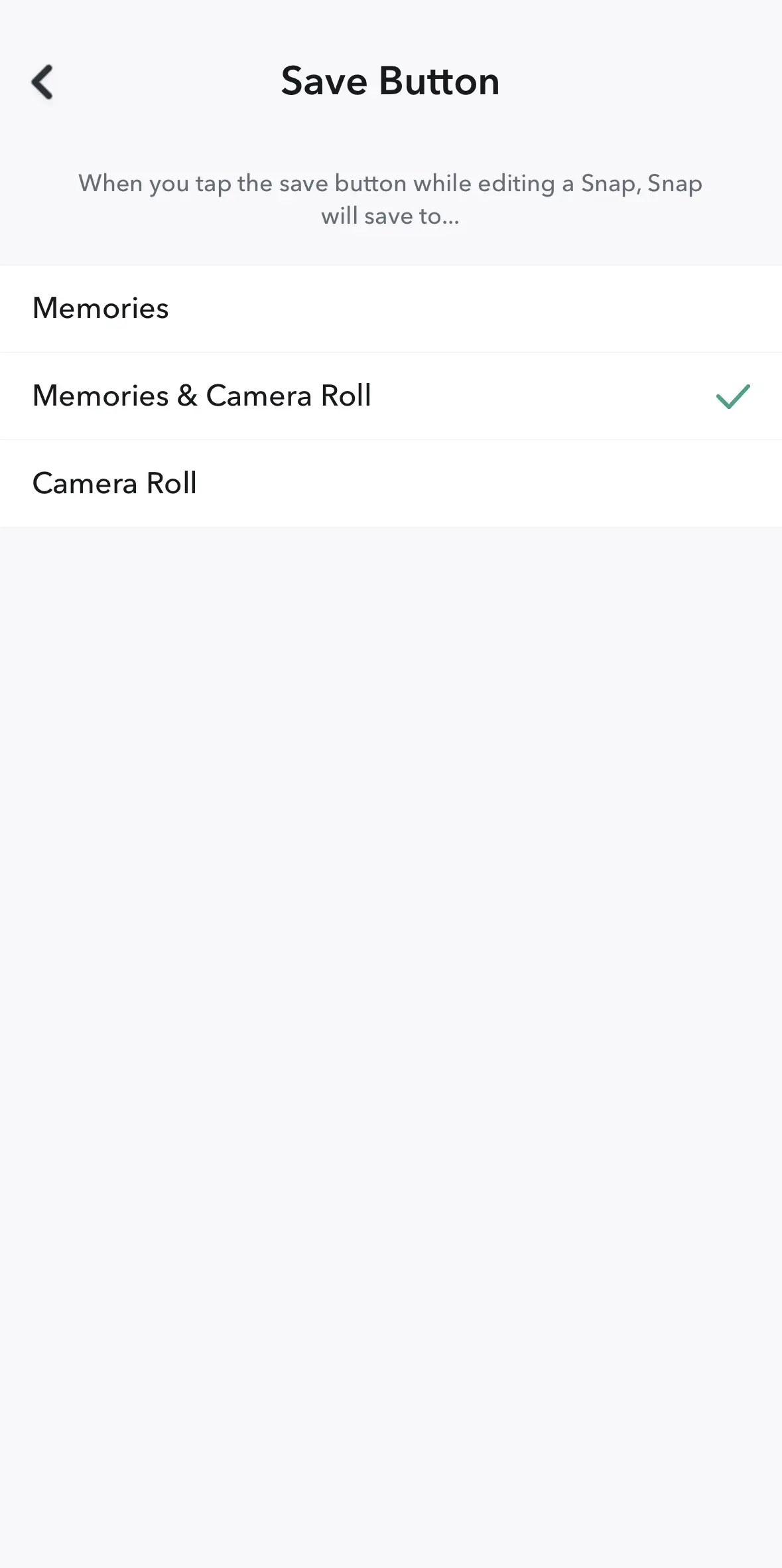 Image: Options de stockage des Snaps