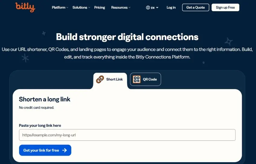 Capture d’écran de l’URL shortener Bitly Image: Capture d’écran de l’URL shortener Bitly