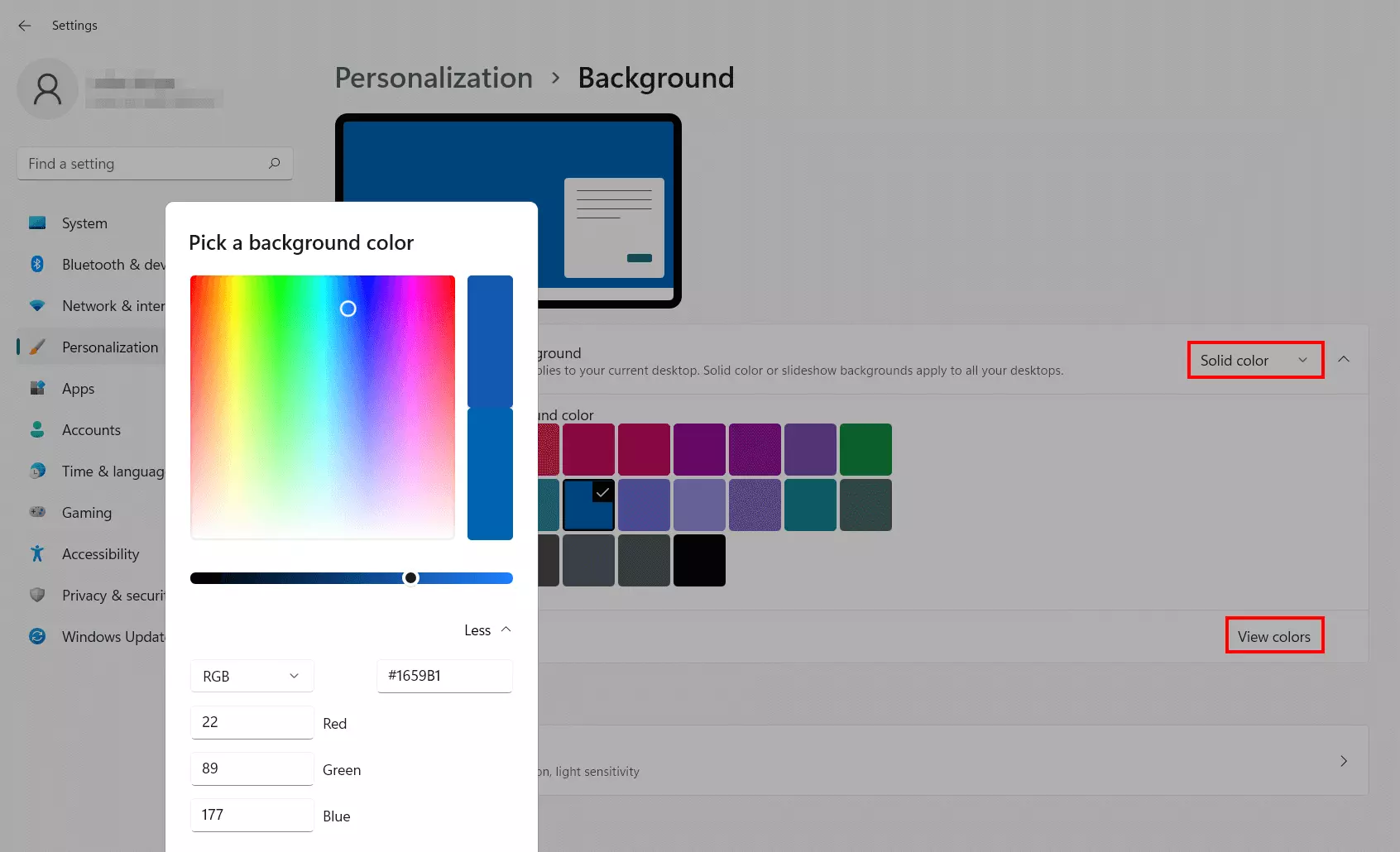 Image: Windows 11 : choisir la couleur de l’arrière-plan