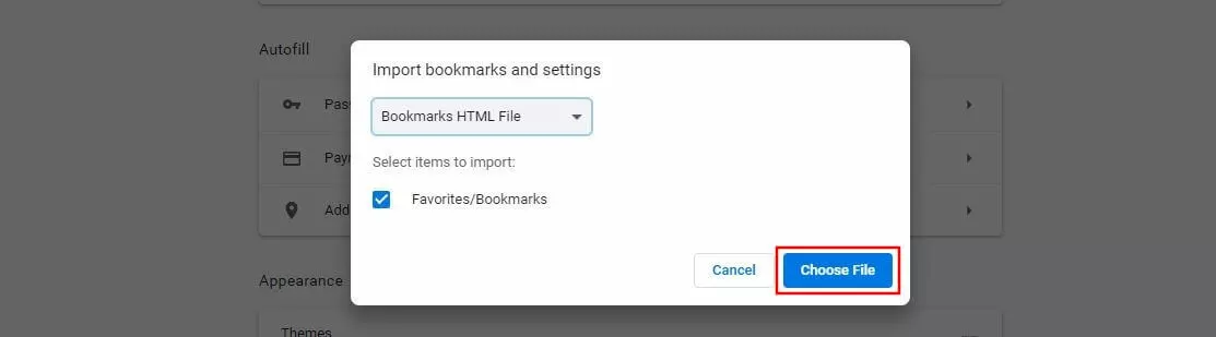 Image: Google Chrome : importation d’un fichier HTML contenant les favoris