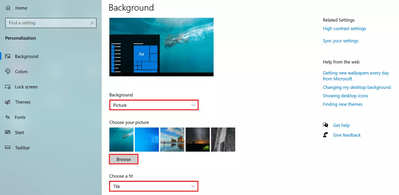 Image: Changer le fond d’écran de Windows 10