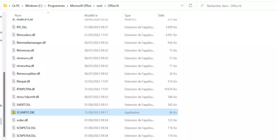 Réparer le fichier PST Outlook avec scanpst.exe Réparer le fichier PST Outlook avec scanpst.exe