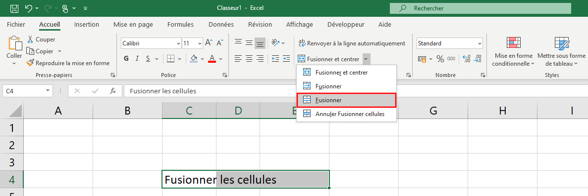 comment fusionner deux cellules d un tableau excel
