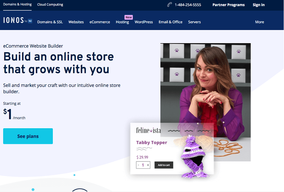 Capture d’écran de la boutique en ligne IONOS