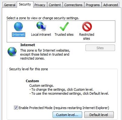 Paramètres de sécurité d’Internet Explorer
