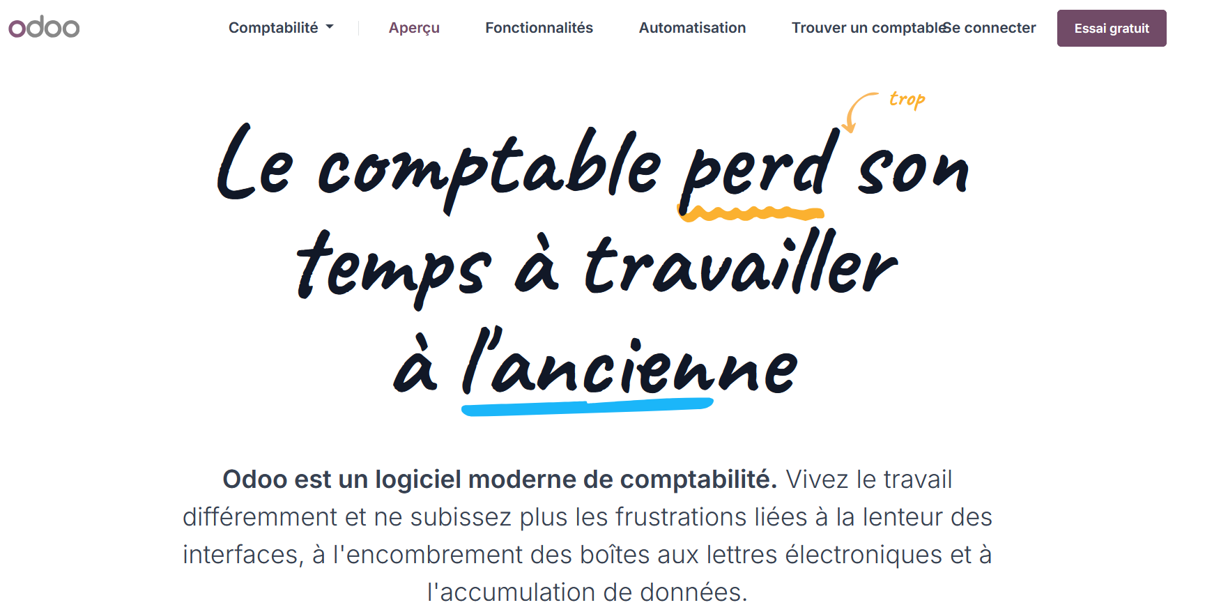 Capture d’écran du site Web d’Odoo Image: Capture d’écran du site Web d’Odoo