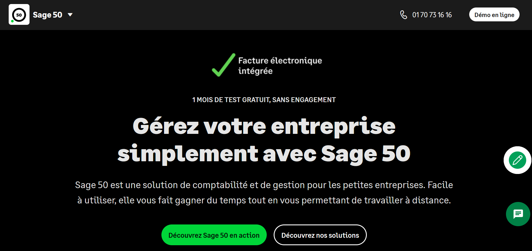 Capture d’écran de la page Web de Sage50 Image: Capture d’écran de la page Web de Sage50