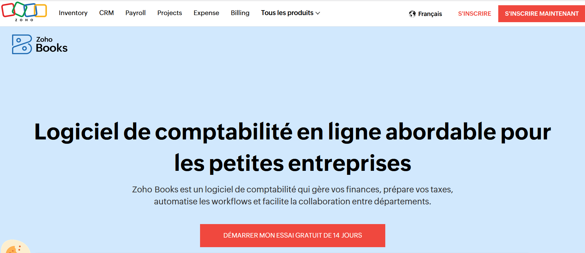Capture d’écran du site Web de Zoho Books Image: Capture d’écran du site Web de Zoho Books