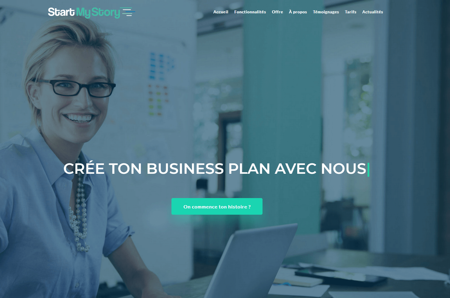 Capture d’écran de l’outil de business plan StartMyStory.fr.