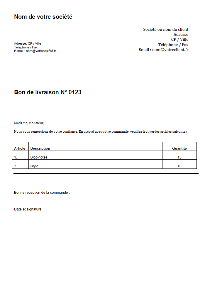 Modèle De Lettre Daccusé De Réception Gratuit