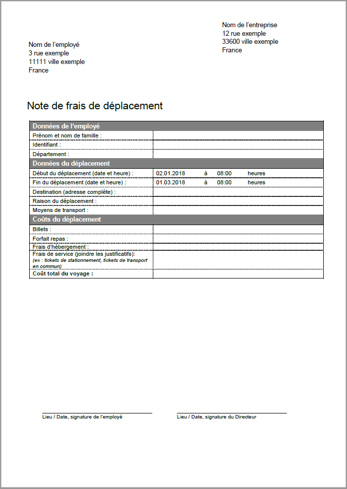 Formulaire de demande de remboursement